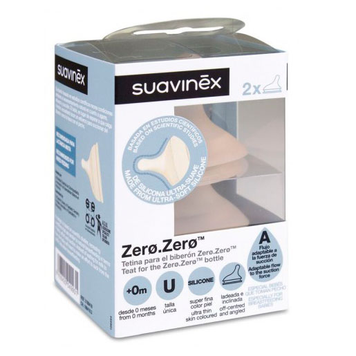 Suavinex 2 tetinas bibern zero zero silicona adaptable