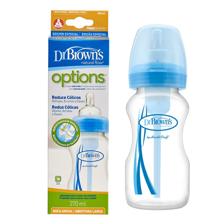 Dr Browns Bibern Anticlico Boca Ancha azul 270ml