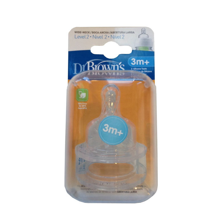 Dr Browns Tetina redonda silicona 3m+ 2 unid.