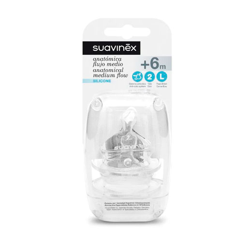 Suavinex tetina anatmica silicona f. denso talla 2