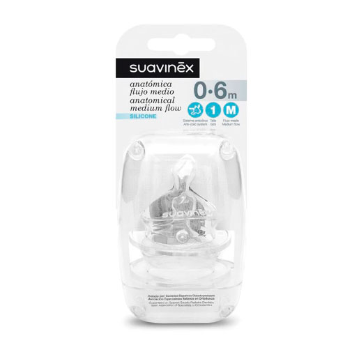 Suavinex tetina anatmica silicona f. medio talla 1