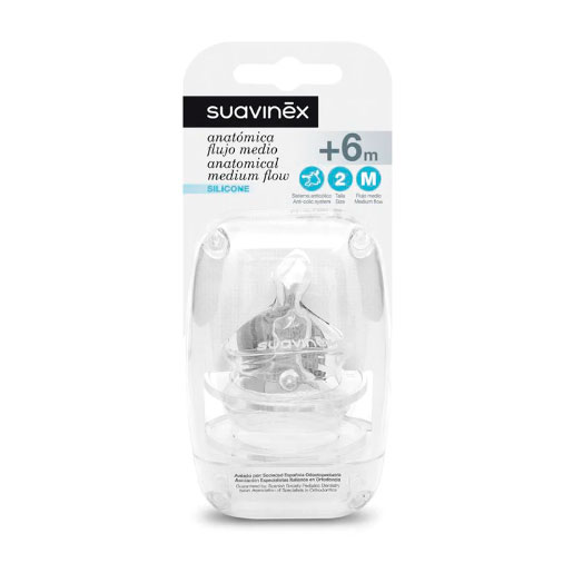 Suavinex tetina anatmica silicona f. medio talla 2